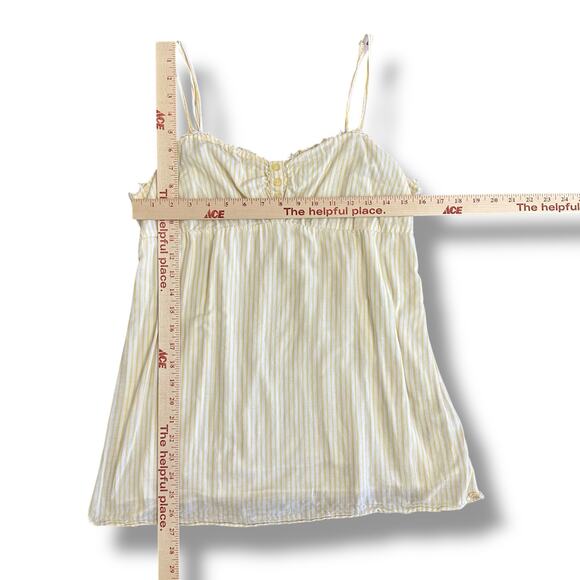 Maurices Yellow White Striped Babydoll Cami Tank Top Women’s Size L - Picture 4 of 9